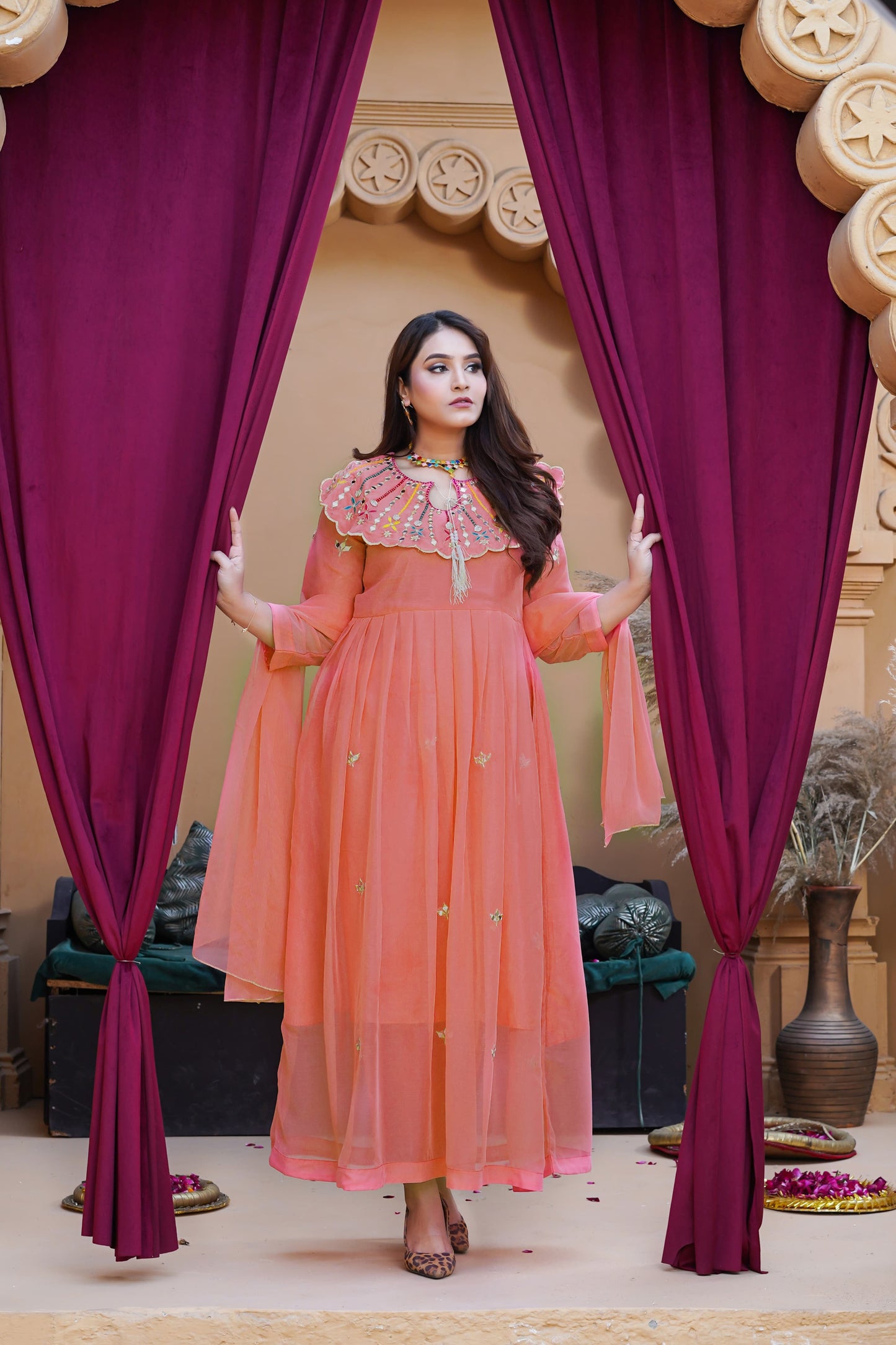 Muntaha Chiffon Embroidery Maxi 3Pc